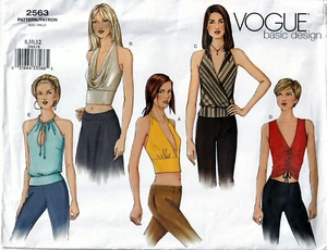 Vogue Basic Design Sewing Pattern 2563 Misses Tops Neckline Variations Size 8-12 - Picture 1 of 2