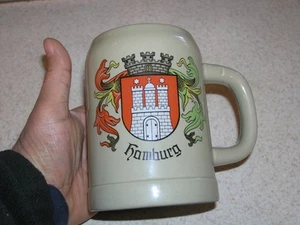 Toller Vintage Deutsch Hamburg Steinzeug Keramik Becher Stein Souvenir über 500ml - Bild 1 von 6