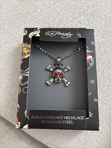 Ed Hardy Skull Rhinestone 26inch Pendant Necklace - Picture 1 of 4