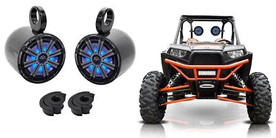 Pair Kicker KM8 8" 600 Watt LED Tower Speakers For Polaris RZR/ATV/UTV/Cart/Jeep - Image 1 of 4