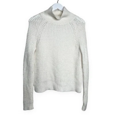 Suéter tejido Loft para mujer mezcla de lana cuello tortuga en color crema claro talla pequeña Foto 1 de 4