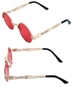 Gafas de sol de forma redonda para hombre y mujer Quavo Bad y Boujee Hip Hop lentes rojas doradas - Imagen 1 de 9