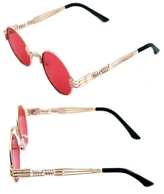 Gafas de sol Quavo Bad y Boujee Hip Hop rojas doradas de forma redonda para hombre y mujer  Foto 1 de 4