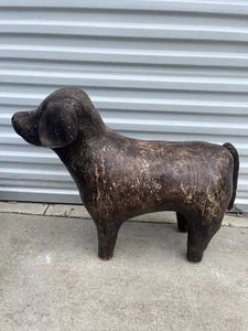 Vintage Leather Dog Ottoman Footstool 30” Long 22” Tall About 10” Wide - Picture 1 of 9