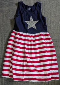 The Children’s Place Girls Sleeveless Tank Dress XL 14 Cotton Red White Blue - Picture 1 of 5