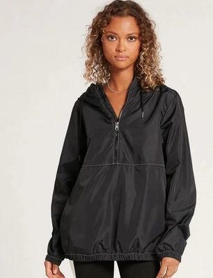 NWT VOLCOM Women's Wind It Up Packable Windbreaker Sz S Black Jacket - Image 1 of 4