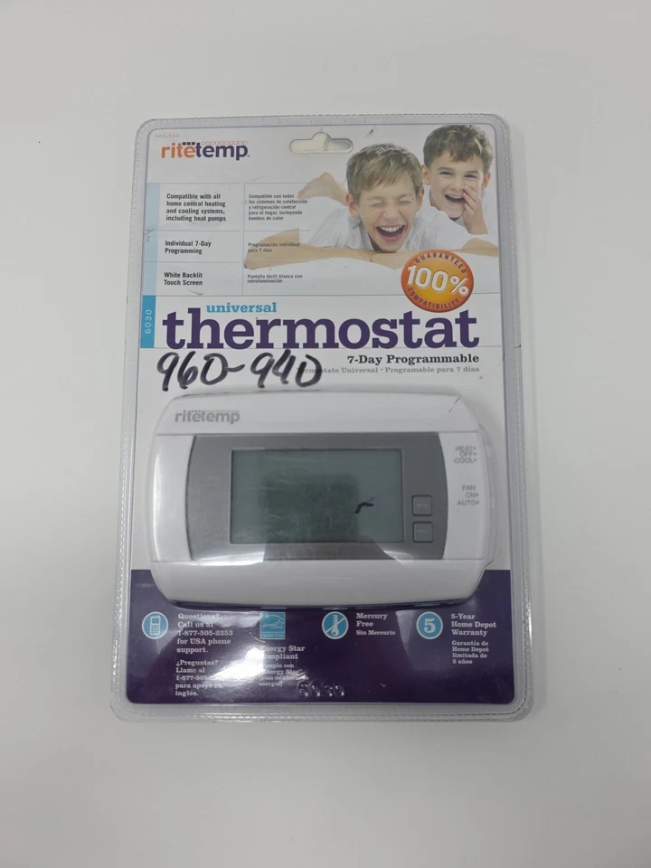 NEW RiteTemp Universal Thermostat 7 Day Programmable Model 6030 Digital Display - Image 1 of 4