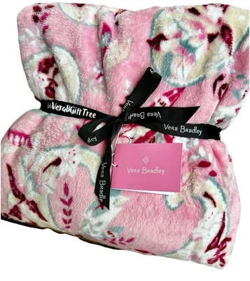 Vera Bradley Throw Blanket BOTANICAL PAISLEY PINK Breast Cancer Awareness NWT 🎀 - Image 1 of 4