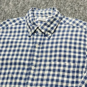 Gustin Hemd Herren Large blau weiß Gingham kariert Button Down Made USA - Bild 1 von 13