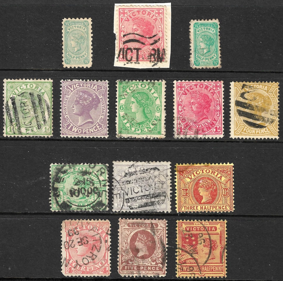 14 estampillas del estado australiano Victoria usadas/sin usar a un precio. Foto 1 de 1