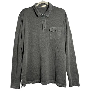 Marine Layer Long Sleeve Polo Shirt  MENS L Gray Vintage Slub Pocket - Picture 1 of 8
