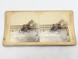 ANTIQUE 1890 STEREOVIEW PHOTO CONEY ISLAND BEACH UNDERWOOD NY STREHMEYER - Picture 1 of 10