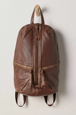 Free People West End Brown Distressed Leather Backpack NWOT $188 - Image 1 of 4