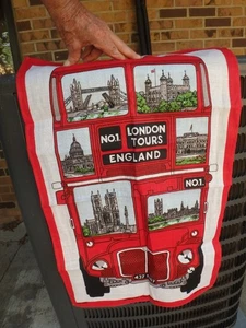 3L -4 vintage LONDON & ENGLAND Irish Linen ULSCER textiles- 18 X 30" 1960's - Picture 1 of 4