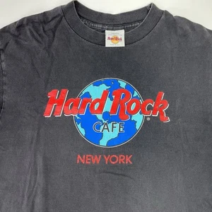 Vintage Hard Rock Cafe New York Black Distressed T-Shirt - Size Medium - Picture 1 of 12