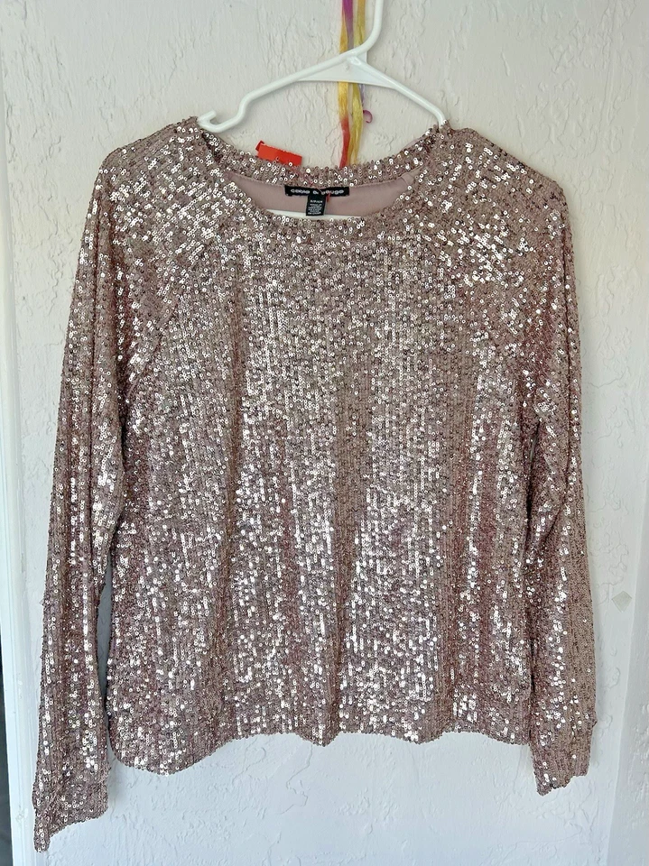 Blusa de lentejuelas doradas champán cable & gauge precio de venta sugerido por el fabricante 69 USD Foto 1 de 3