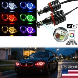 For BMW E90 E92 335i 328i 2Pcs H8 LED RGB Angel Eyes Halo Ring Light APP Control - Picture 1 of 12