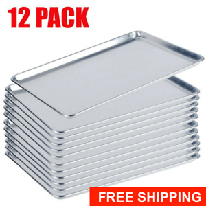 12 Pack Full Size Aluminum 18"x 26" Bun Sheet Baking Pan Wire Rim Commercial CPS
