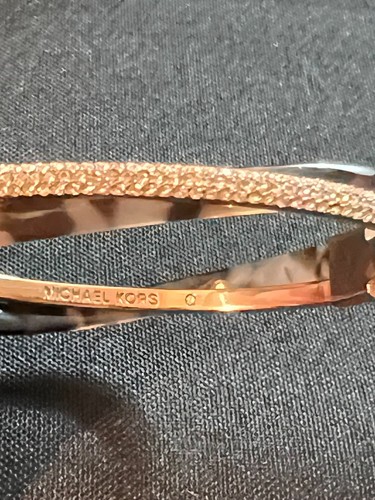 Bracciale Michael Kors Pave strass tartaruga conchiglia oro rosa ritorto nuovo con etichette