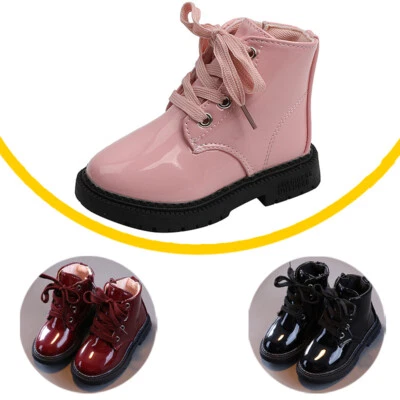 Niñas Niños Botas Escolares Niños Moda Informal Boda Cuero Zapatos Planos Foto 1 de 4