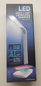 *NEUF* Lampe de Bureau LED Blanc Tzumi 12,6" Chargeur Téléphone Sans Fil Cadre Pliable - Photo 1 sur 4