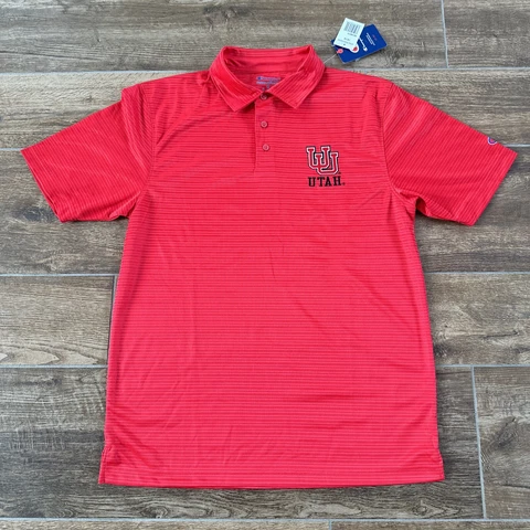 MENS XL CHAMPION LIGHTWEIGHT POLO SHIRT RED UNIVERSITY OF UTAH RUNNIN' UTES NEW Cover
