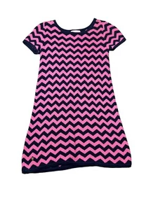 Lilly Pulitzer Little Santana Chevron Sweater Dress Pink & Navy Blue Large 8-10 - Picture 1 of 8