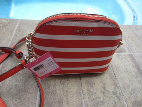BORSA A TRACOLLA KATE SPADE SPENCER STRIPE SMALL DOME PWR00333 NUOVA CON ETICHETTE