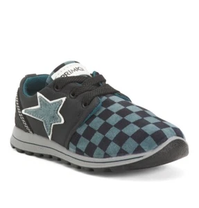 Primigi Boys Suede Tiguan Sneakers Toddler Size 8US 24EU Black/Blue Check NEW - Picture 1 of 8
