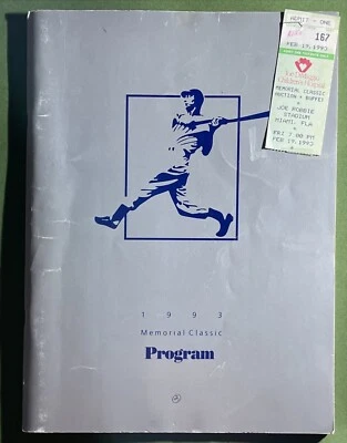 1993 JOE DIMAGGIO MEMORIAL CLASSIC CATALOG AND TICKET AUTOGRAPHED 28 SIGNATURES - Image 1 of 4