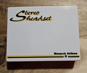 Monarch Airlines Headphones - Headset In Case - Vintage Collectable NOS - Picture 1 of 4