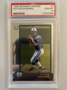 1998 Bowman Chrome Peyton Manning Rookie RC #1 PSA 10 GEM MINT HOF Colts Broncos - Bild 1 von 3