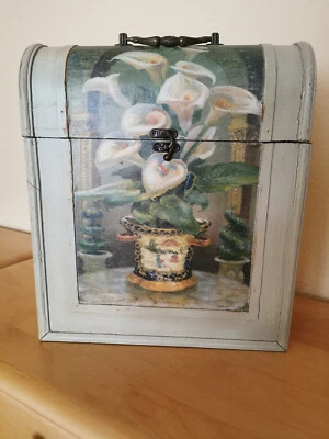 Handbemalte massive Holz-Box für 3 Flaschen Wein, Deko - Bild 1 von 4