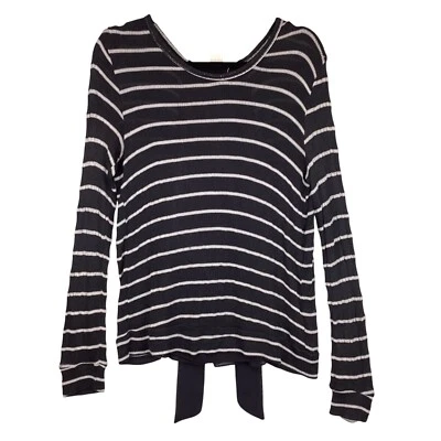 Clu + Willoughby Womens Sweater SIze Small Gray White Striped Back Detailing - Image 1 of 4