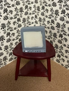 1/12th Dolls House Miniature Grey Television Monitor Vintage TV NEW Retro Box - Picture 1 of 4