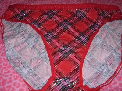 Victoria's Secret Sexy Seamless High Leg Brief Stretch Christmas Plaid L NWT - Image 1 of 2
