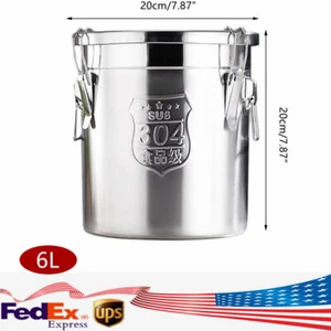 Bidone Ermetico in Acciaio Inox 6 L, Contenitore Bidoni da 1,3 Gal con Coperchi CALDO! - Foto 1 di 5