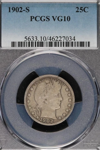1902 S Barber Silver Quarter PCGS VG10 *DoubleJCoins* 1700-73 Cover
