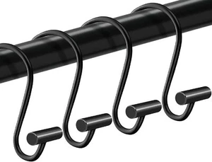 Shower Curtain Hooks Rings,Set of 24 Rustproof Metal for Black - Picture 1 of 7