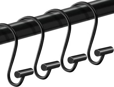 Shower Curtain Hooks Rings,Set of 24 Rustproof Metal for Black - Image 1 of 4
