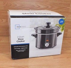 Genuine Mainstays (YHJ20DM) Black & Gray 2 Quart Slow Cooker W/ 3 Heat Settings - Picture 1 of 8