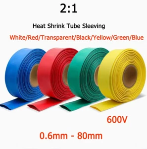 1 Meter 2:1 Heat Shrink Tube Sleeving Wire Cable Heatshrink Tubing 0.6mm - 80mm - Picture 1 of 18