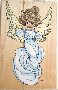 ¡Stampendous! Flaute Angel 1996 Precious Moments sello de goma montado en madera nuevo - Imagen 1 de 4