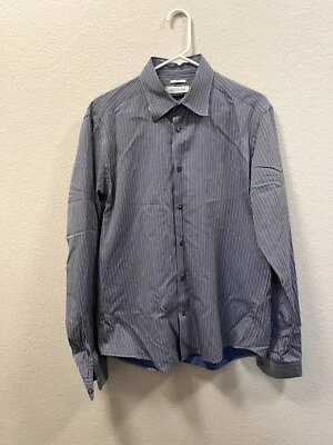 Camisa social masculina Versace Collection | 16/41 | listras pretas, azuis e brancas - Imagem 1 de 4