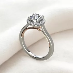 Gold Engagement Rings IGI or GIA Natural Diamond Round 0.70 Carat 18K Multi Tone - Picture 1 of 8