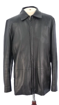 Hugo Boss Leather Jacket Bomber Clifford Biker Lambskin Double Zip Collared 52 - Image 1 of 4