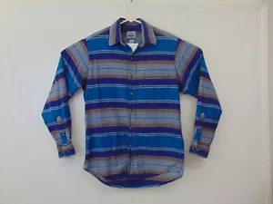 Cambridge Classics Vintage Button Up Shirt 90s Striped Blue Mens M / L - Picture 1 of 5