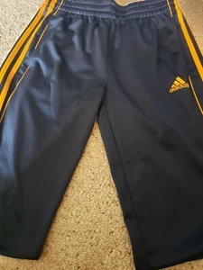 ADIDAS JOGGING PANTS YOUTH large 14/16 , 3 stripe navy and orange. - Picture 1 of 9