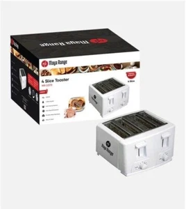 White Toaster 4 Slice 1300W Variable Browning Control with Crumb Tray Kitchen UK - Picture 1 of 8