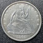 1861-O époque guerre civile assise liberté argent demi-dollar meilleure qualité ancienne pièce américaine